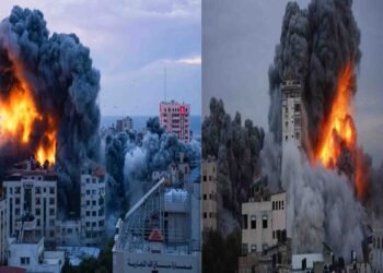 دمشق میں اسرائیلی بمباری کے بعد وزارت دفاع کے قریب دھواں اٹھتا دکھائی دے رہا ہے