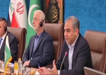 "محسن نقوی تہران میں سہ ملکی وزرائے داخلہ اجلاس میں خطاب کرتے ہوئے"