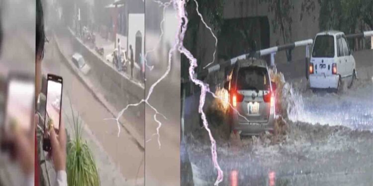 اسلام آباد اور راولپنڈی میں موسلا دھار بارش کے بعد سیدپور نالے میں طغیانی کے باعث ایک گاڑی پانی میں بہہ گئی