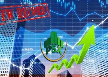 "پاکستان اسٹاک ایکسچینج میں 100 انڈیکس کی 140,000 پوائنٹس عبور کرتے ہوئے ریکارڈ تیزی کا منظر"