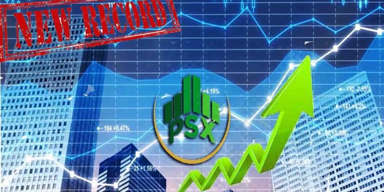"پاکستان اسٹاک ایکسچینج میں 100 انڈیکس کی 140,000 پوائنٹس عبور کرتے ہوئے ریکارڈ تیزی کا منظر"