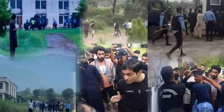 قائداعظم یونیورسٹی ہاسٹل پر پولیس چھاپہ کی تصویر