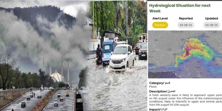 بارش کی پیشگوئی پر مبنی پاکستانی موسم کی تصویر