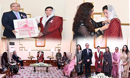 خاتون اول آصفہ بھٹو زرداری سے پنک ربن پاکستان کے سی ای او  ملاقات  کر رہے ہیں