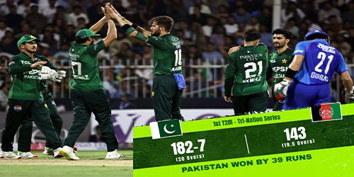 پاکستان کی افغانستان کو 39 رنز سے شکست