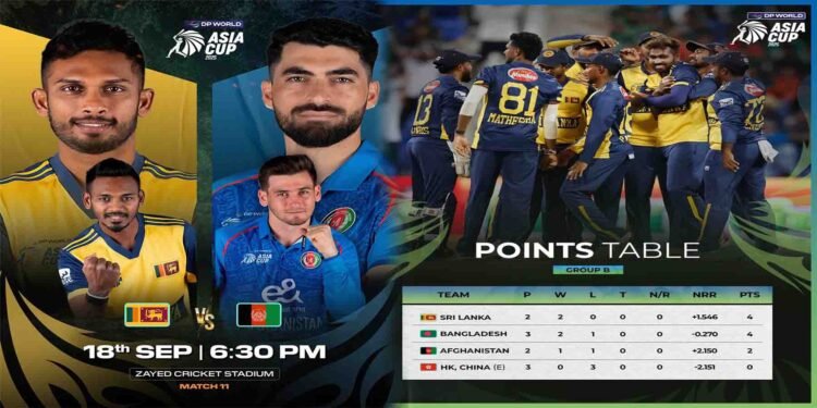 "ایشیا کپ 2025 میں افغانستان اور سری لنکا کا فیصلہ کن میچ، سپر فور میں رسائی نیٹ رن ریٹ پر منحصر"