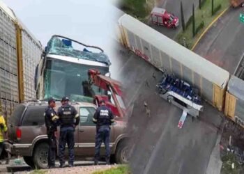 میکسیکو میں ڈبل ڈیکر بس اور ٹرین کے خوفناک حادثے کا منظر