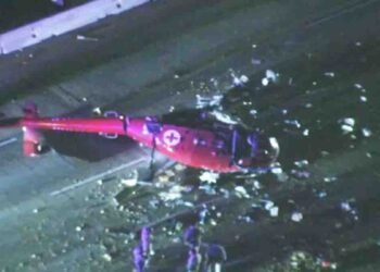 کیلیفورنیا میں ہیلی کاپٹر سڑک پر گر کر تباہ