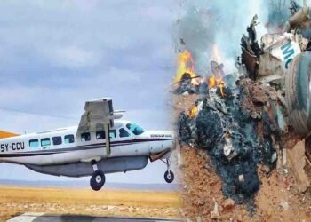 کینیا میں طیارہ کریش مقام، زمینی ملبے کا عکس