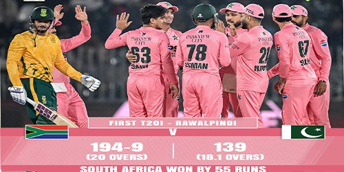 پاک بمقابلہ جنوبی افریقہ ٹی 20 میچ میں پاکستان کو 55 رنز سے شکست دی