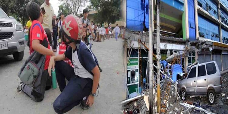 فلپائن میں 7.6 شدت کے زلزلے کے بعد شہری کھلے میدانوں میں پناہ لیتے ہوئے