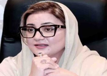 عظمیٰ بخاری لاہور میں پریس کانفرنس کرتے ہوئے